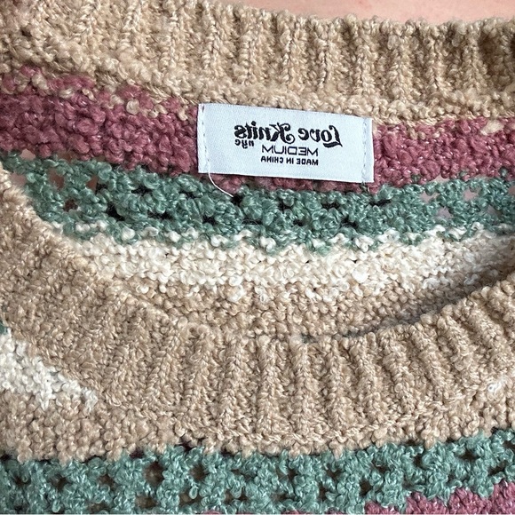 Open Knit Stripe Wide Sleeve Sweater - Picture 10 of 10